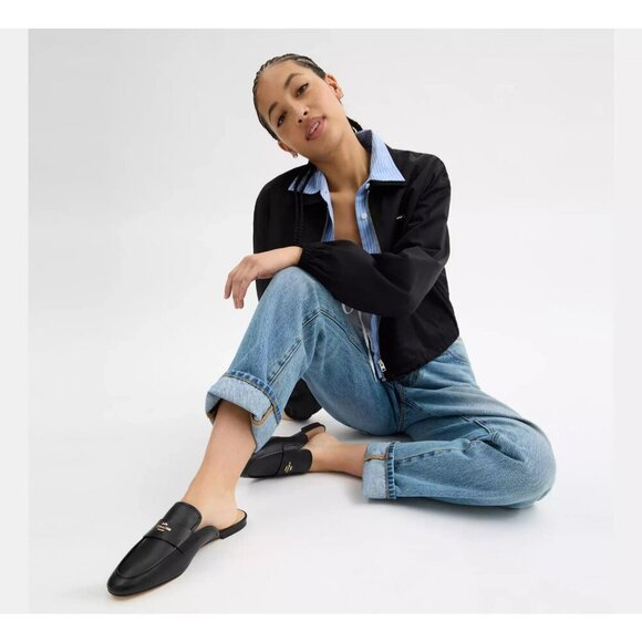 Coach Samie Slide on Mule Flat Shoes Women's Size 6 Black Leather Round Toe - Picture 4 of 4